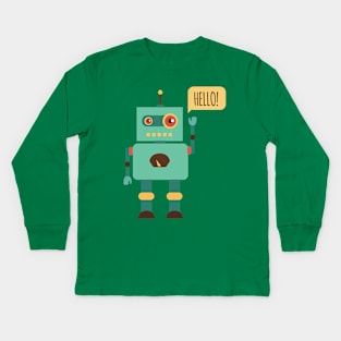 Robot Say Hello Kids Long Sleeve T-Shirt